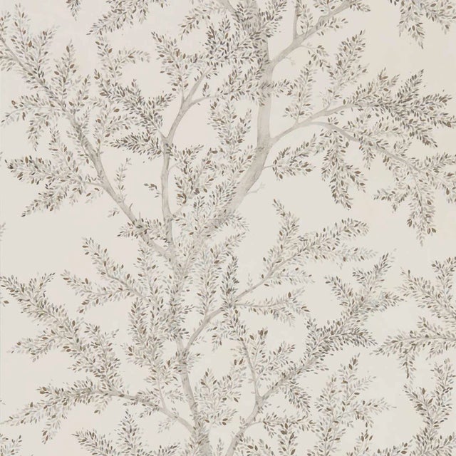 Sanderson Farthing Wood Wallpaper in Silver For Sale