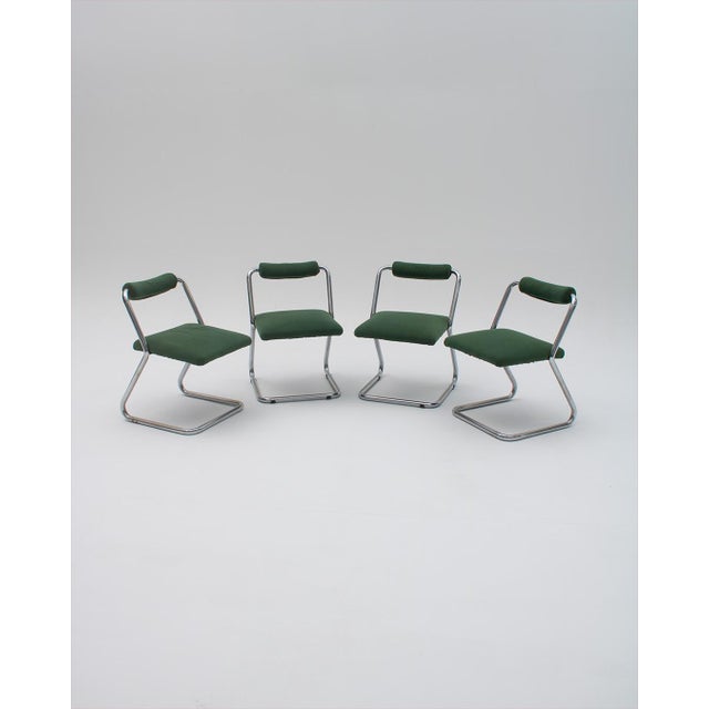 Green Space Age Chrome Chairs, 1970s, Set of 4 For Sale - Image 8 of 13