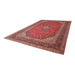 Kashan Rug in Hand-Knotted Wool For Sale