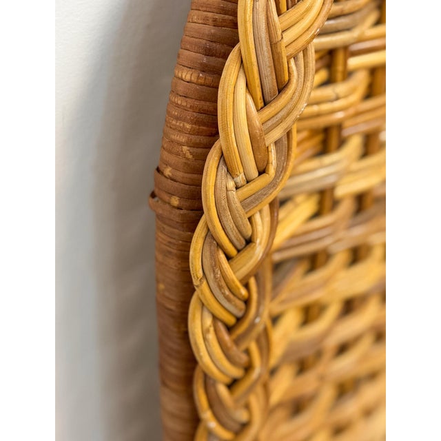 Wood Vintage, Coastal, Boho Wicker Woven Wicker and Rattan, Twin Headboard Bed Accent For Sale - Image 7 of 14