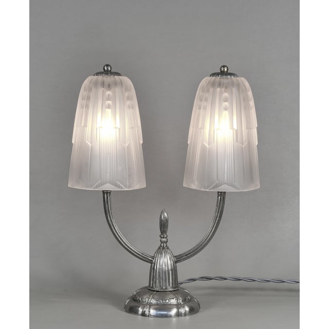 Georges Leleu - French Art Deco 1930s Twin Branch Table Lamp - A Pair For Sale - Image 6 of 11