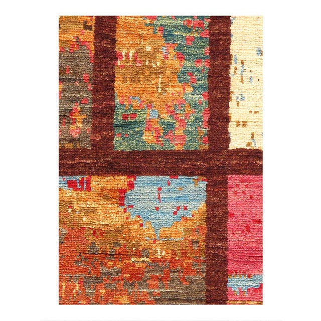 Modern Pasargad DC Multi Color Fine Hand Knotted Modern Rug For Sale - Image 3 of 4