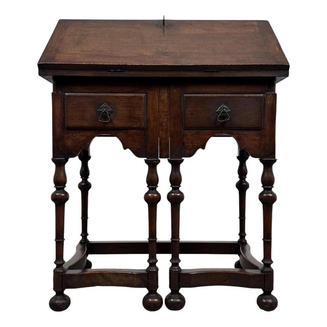 Early 20th Century English Jacobean Oak Bureau with Folding Supports For Sale