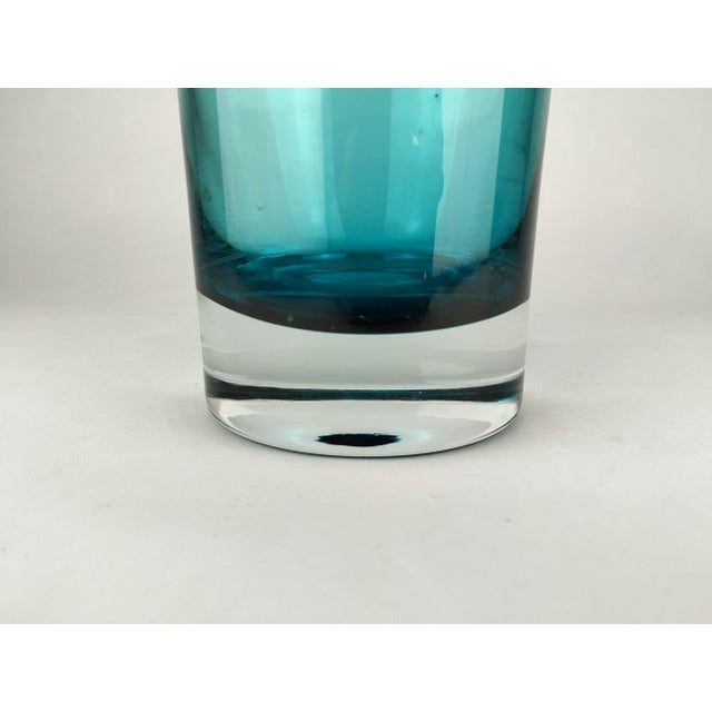 Large Vintage Aquamarine Glass Vase, 1960s For Sale - Image 6 of 8