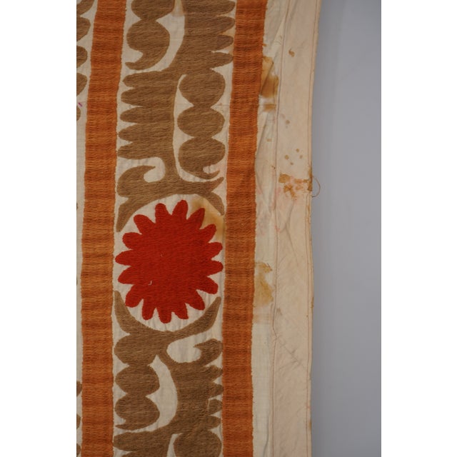 Rustic Spice Tones Suzani - Uzbek Bedspread 7'5'' X 10'2'' For Sale - Image 12 of 14