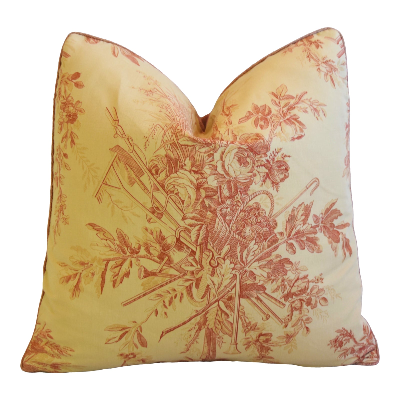 Beaumont & Fletcher Botanical Floral Feather/Down Pillow 22" Square Chairish