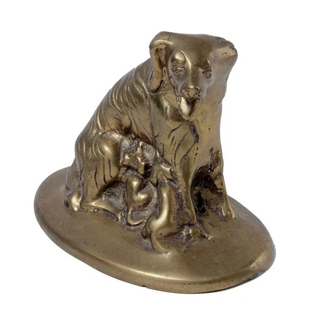 Figurative Vintage Brass Cocker Spaniel Figurine With Pups For Sale - Image 3 of 4
