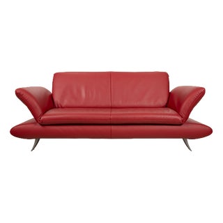 Three-Seater Sofa in Red Leather from Koinor Rossini For Sale