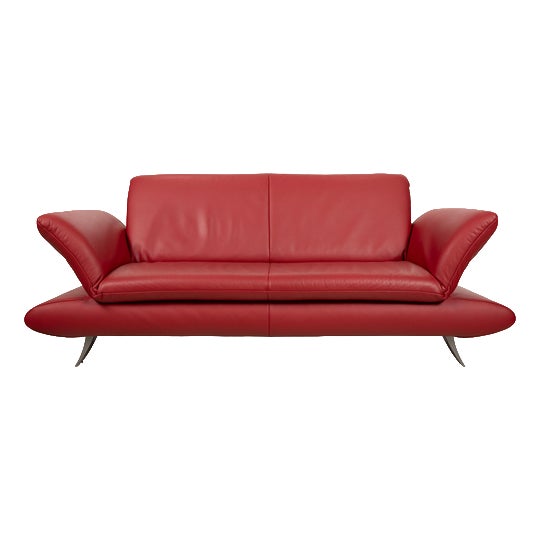 Three-Seater Sofa in Red Leather from Koinor Rossini For Sale