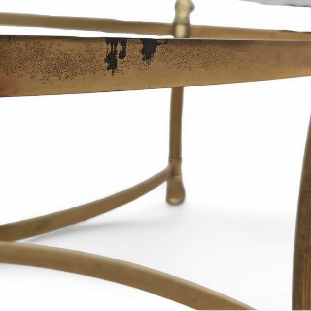 Metal Late 20th Century Attributed LaBarge Glass Top Brass Coffee Table For Sale - Image 7 of 18