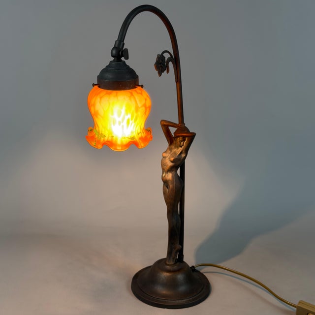 Art Nouveau Table Lamp in Bronze For Sale - Image 6 of 13