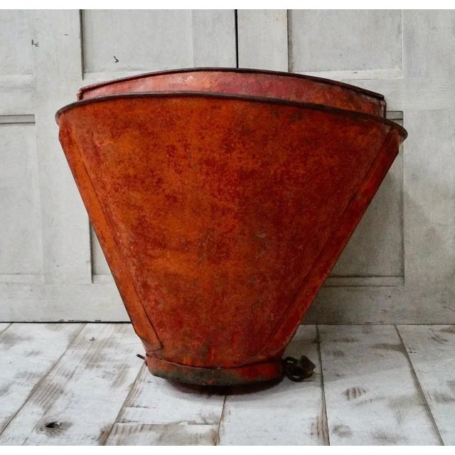 A Rare Antique French Grape Hod. Made from metal retaining the original paint and leather straps. C1910 These French Hods...