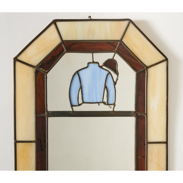 Octagonal Leaded Glass Mirror W/ C. V. Whitney Silks For Sale - Image 4 of 5