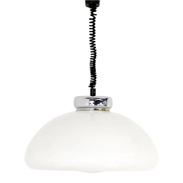 Opal Glass Pendant Light, 1970s For Sale