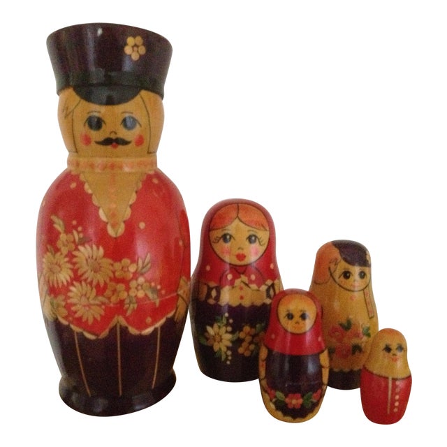 Vintage Russian Matryoshka Nesting Dolls Set of 5 Chairish