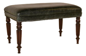 19th Century English Mahogany Leather Bench