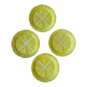 Victorian Style Yellow Majolica Cabbage Pottery Salad / Dessert Plates - S/4