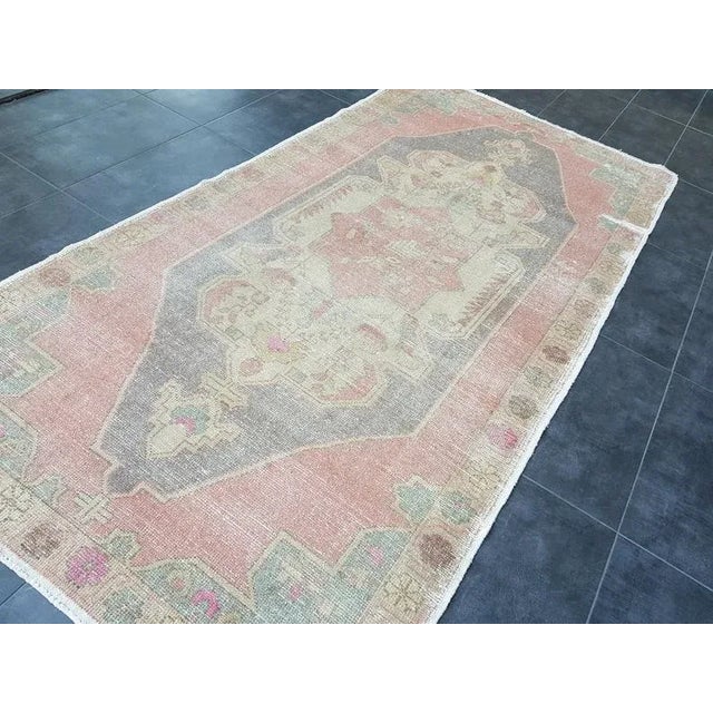 1960s Vintage Turkish Handmade Rug-4’3’x8’5" For Sale - Image 6 of 11