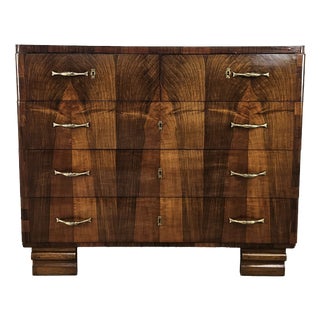 Art Deco Chest of Drawers in Walnut Burl with Five Drawers, 1940 For Sale