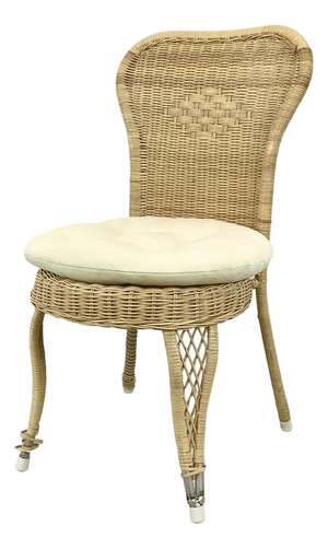 Vintage Woven Wicker & Rattan Side Chair With Cushion