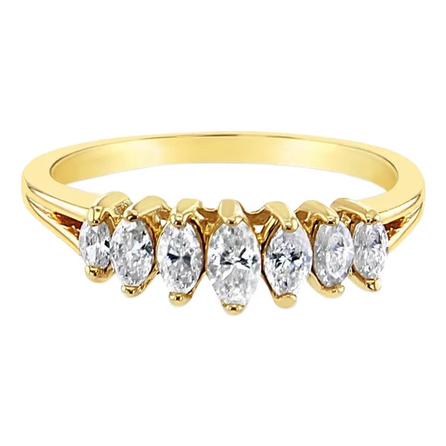 Half Carat Marquise Diamond Ring 14k Yellow Gold, Size 4 For Sale