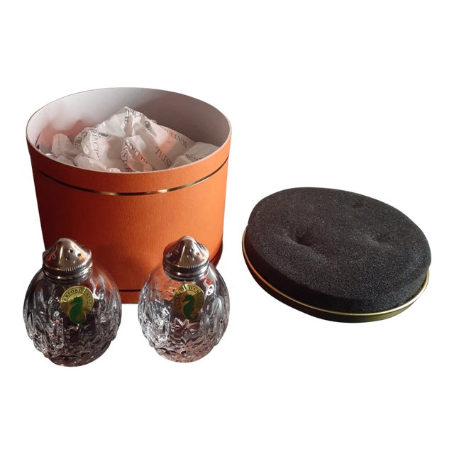 New in Box Waterford Crystal Lismore Round Salt & Pepper Shakers- Set of 2 For Sale