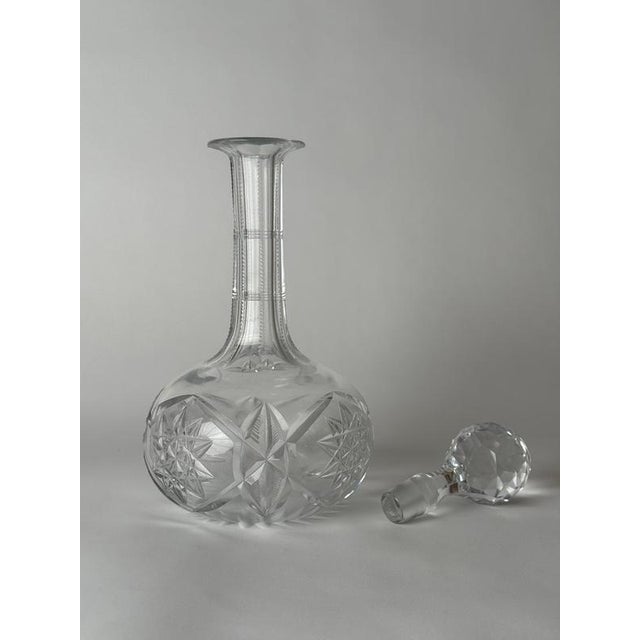 Antique Hand-Cut Crystal Whiskey Decanter with Faceted Stopper, 1900 For Sale - Image 12 of 17