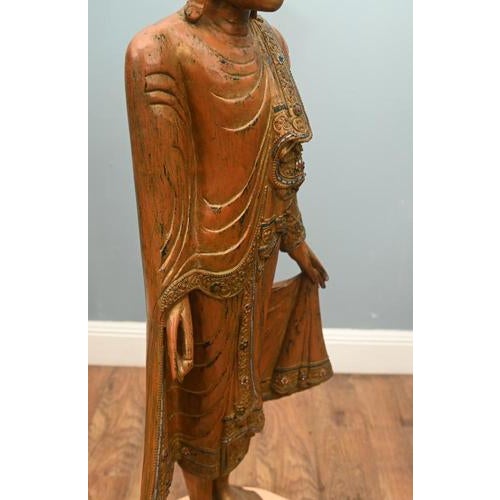 Large Burmese Carved Buddha Statue For Sale - Image 4 of 18