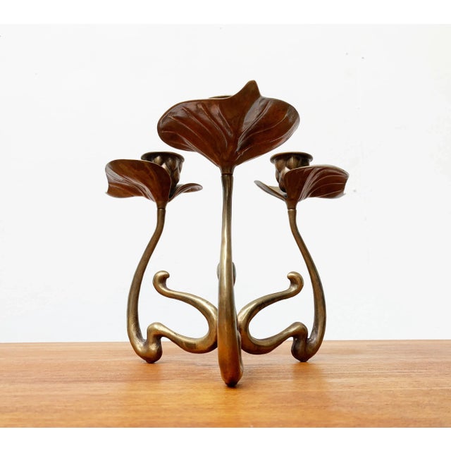 Metal Vintage Brutalist Floral Metal Candleholder For Sale - Image 7 of 18