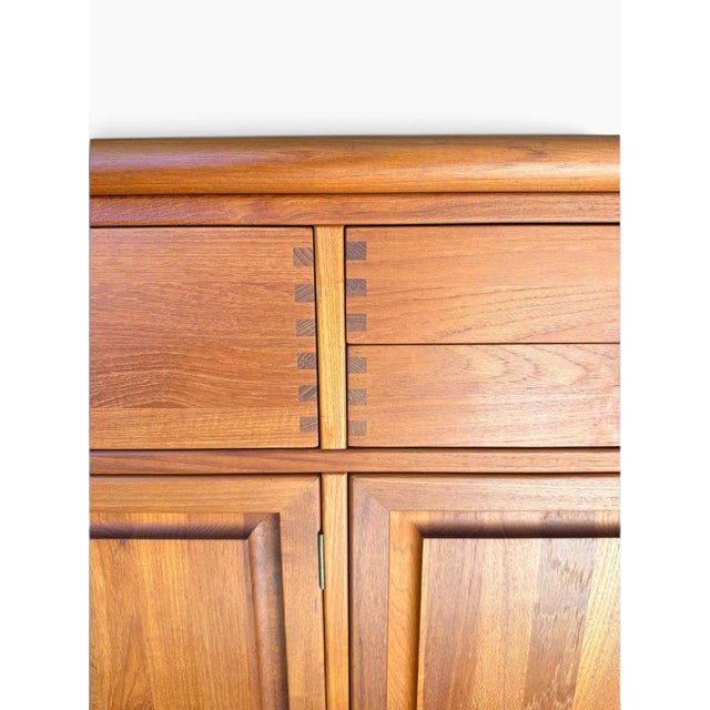 Mid-Century Danish Solid Teak Sideboard Credenza Attributed to Nissen & Gehl For Sale - Image 12 of 17