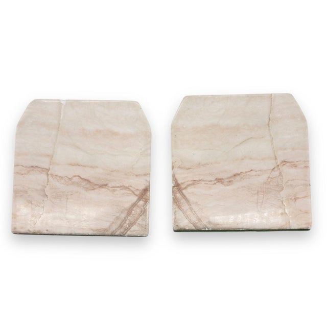 Vintage Peach Alabaster Bookends- Set of 2 For Sale - Image 4 of 5
