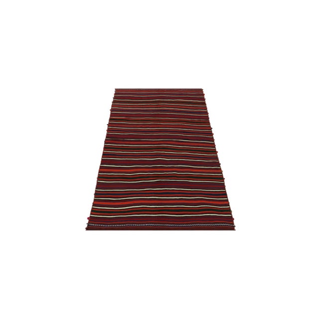 1950s Vintage Persian Kilim Rug in Red, White, and Blue Stripes by Rug & Kilim -5'8''x6' For Sale - Image 5 of 7