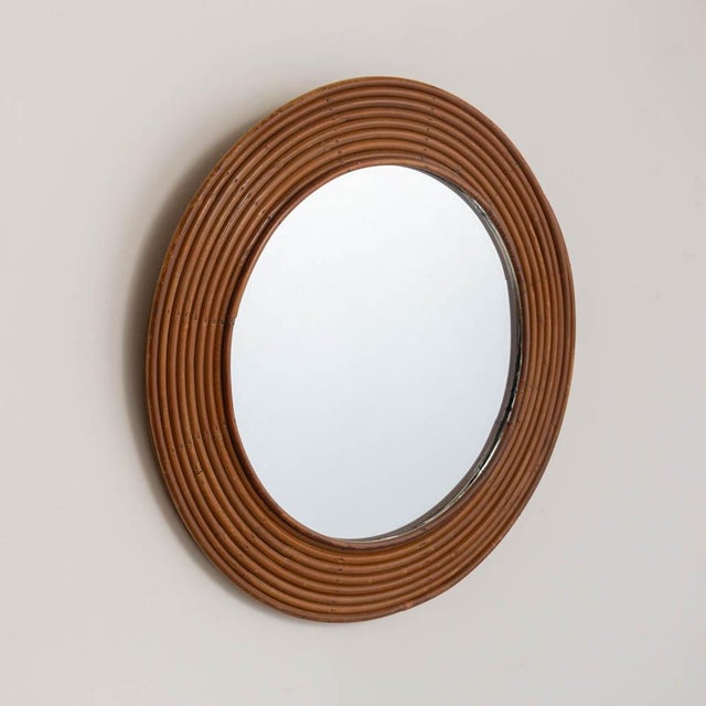 1960s French Circular Rattan Mirror For Sale - Image 4 of 10