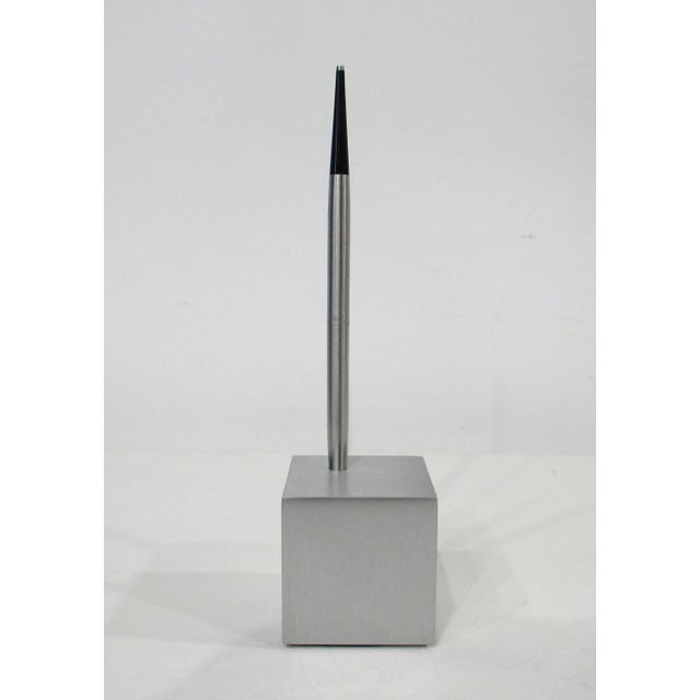 Mid Century Stainless Aluminum 3 Pc. Desk Set For Sale In Cincinnati - Image 6 of 9