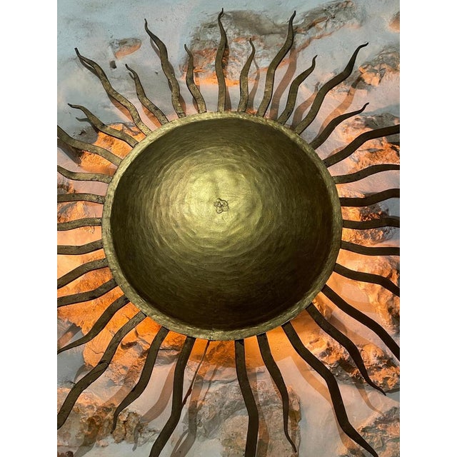 Spanish Solar Crown Sunburst Fixture in Gilt Metal, 1950 For Sale - Image 3 of 10