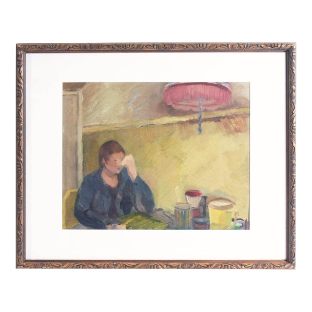Oil on Board Painting of a Seated Woman For Sale