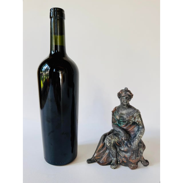 Antique Ansonia Figural Clock Top Seated Woman With Lyre Cast Metal Statue For Sale - Image 9 of 9