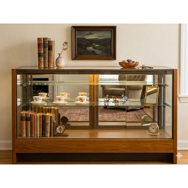Vintage Glass Top Shelves Storage Display Showcase Cabinet For Sale In San Francisco - Image 6 of 17
