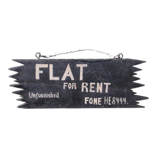 Handmade "Flat for Rent" New England Wood Sign For Sale