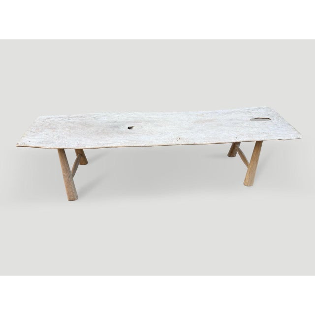 Contemporary Andrianna Shamaris Shell Inlaid Teak Bench or Coffee Table For Sale - Image 3 of 6