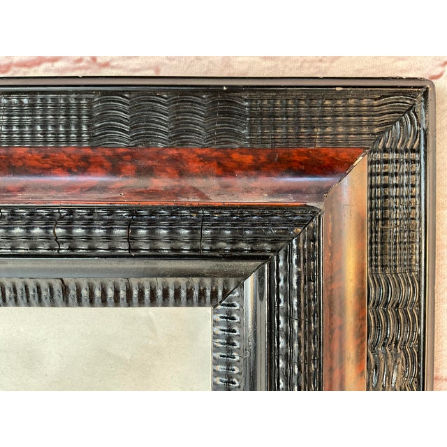 Large Italian Ebonized and Faux Tortoise Framed Mirror For Sale - Image 14 of 16