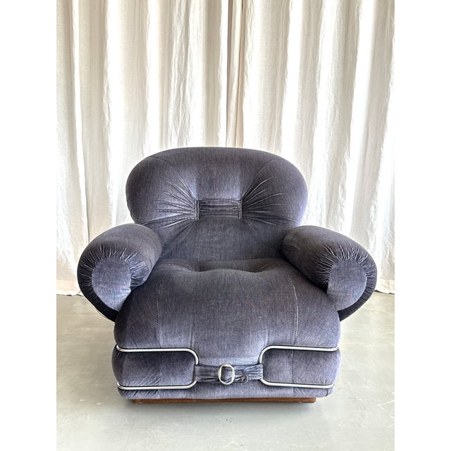 Space Age Velvet and Chrome Lounge Chair attributed to Adriano Piazzesi, Italy, 1960s For Sale - Image 15 of 15