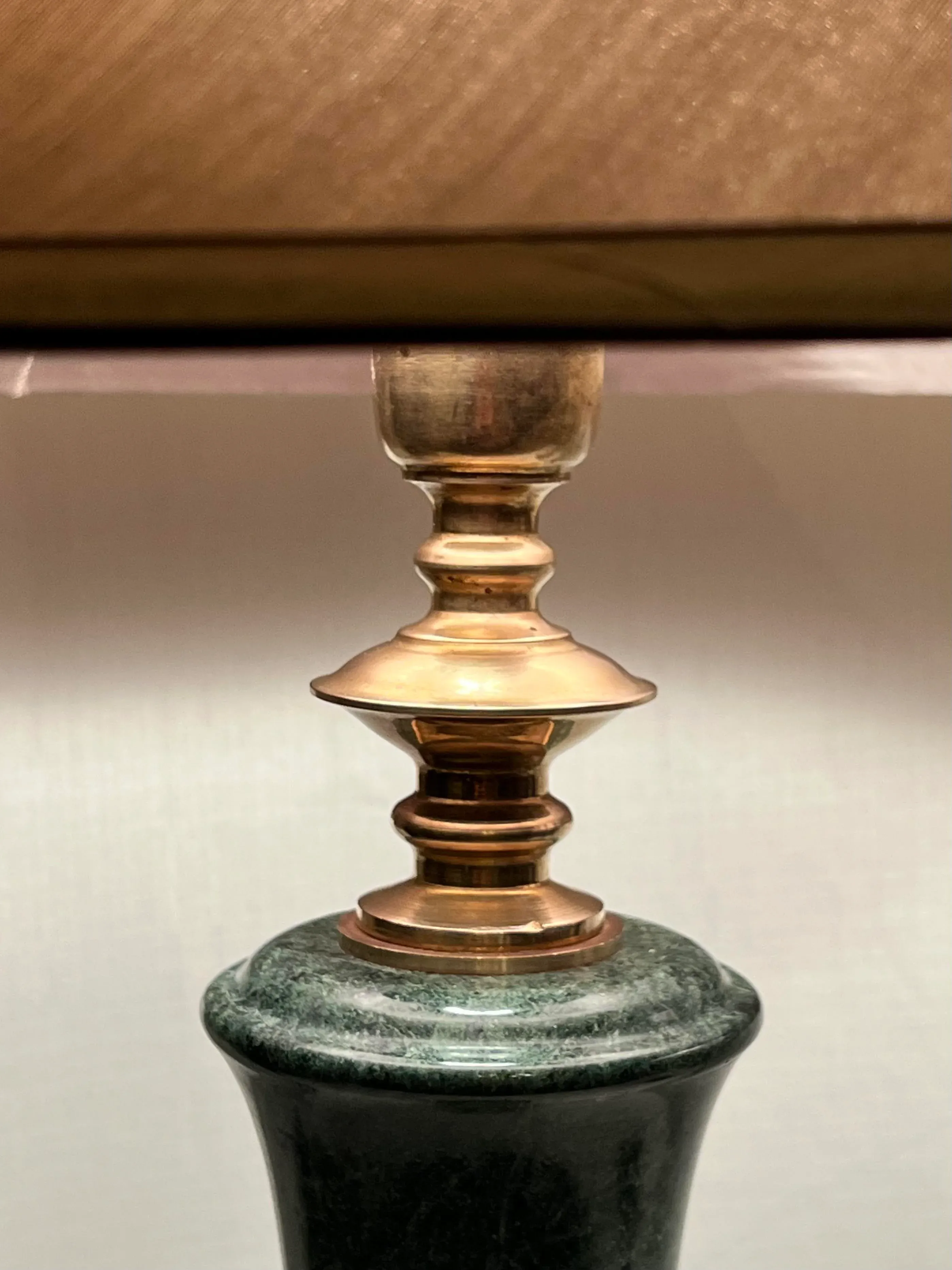 Lampe Antique Japonaise Verte En Marbre Et Bronze - Style Banquier (occasion)