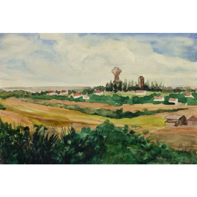 M. Kesseler, Vintage French Watercolor Landscape - Village of Bruyères, France For Sale - Image 4 of 4