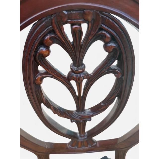 Brown Vintage Federal Style Shield Back Side Chair W/ Floral Needlepoint Seat For Sale - Image 8 of 9