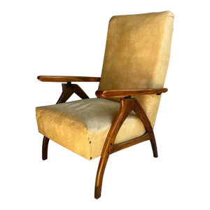 Mid 20th Century Mid Century Walnut Vinyl Recliner Armchair