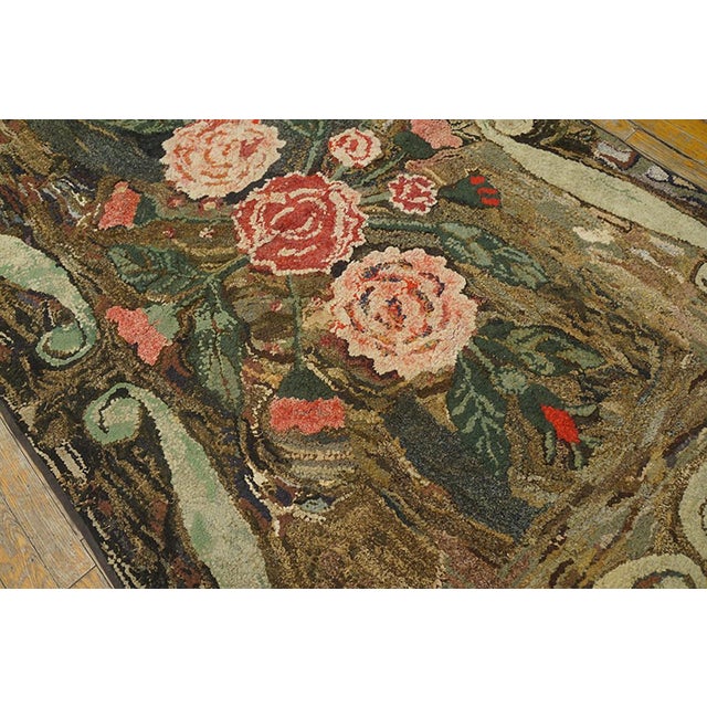 Antique American hooked rug, measures: 3'10" x 6'3". Antique American Hooked Rug American 1880s, Country of Origin:...