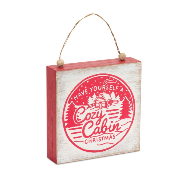 Contemporary Winter Cabin and Trails Sentiment Sign (Set of 4) For Sale - Image 3 of 4