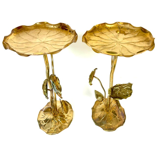Pair of Carole Stupell Brass Lotus Lily Pad Side Tables, Hong Kong, Circa 1970s For Sale - Image 15 of 16