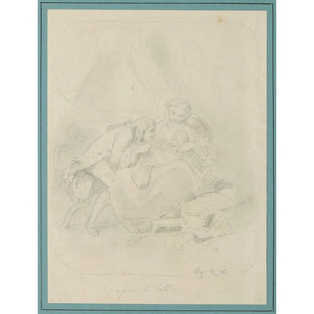 Unknown, Family Portrait, Pencil, Early 19th Century For Sale - Image 3 of 3